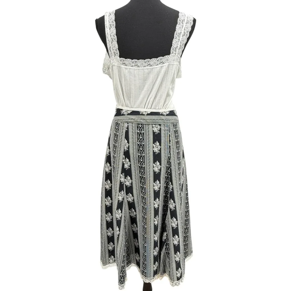 Baranda Women's Skirt‎ Vintage Milkmaid Striped Floral Lace Trim WhimsyGoth 10
